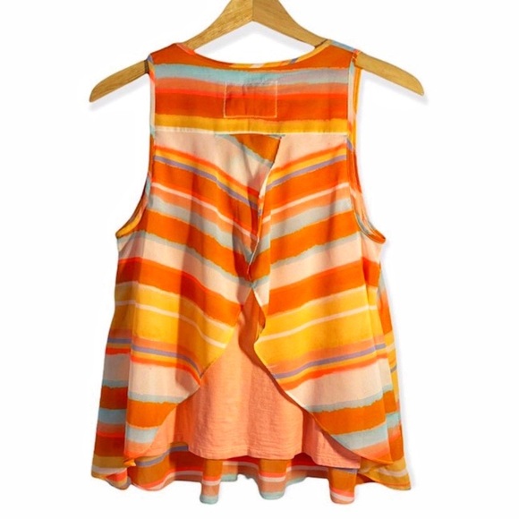 Anthropologie Meadow Rue Orange Merlon Striped Open Back Top, Size Petite Small - Picture 5 of 13